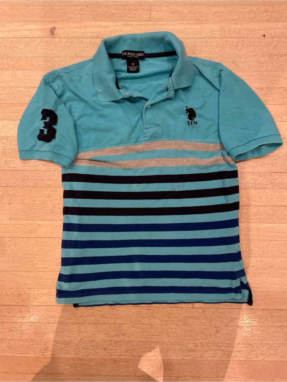 U.S. Polo Assn. Boys' Aqua Striped Polo Shirt